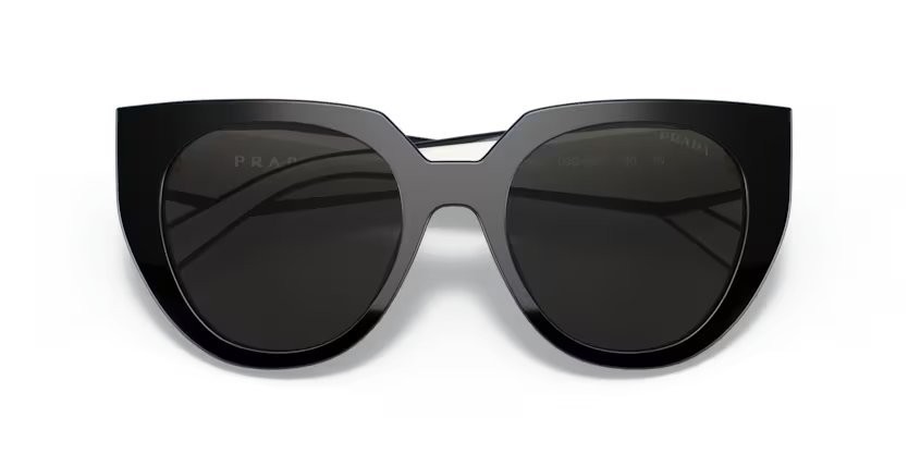 Sunglasses Prada PR 14WS (09Q5S0) color black/talc shape cat eye lenses dark grey