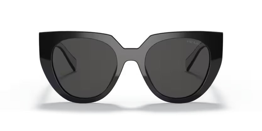 Sunglasses Prada PR 14WS (09Q5S0) color black/talc shape cat eye lenses dark grey