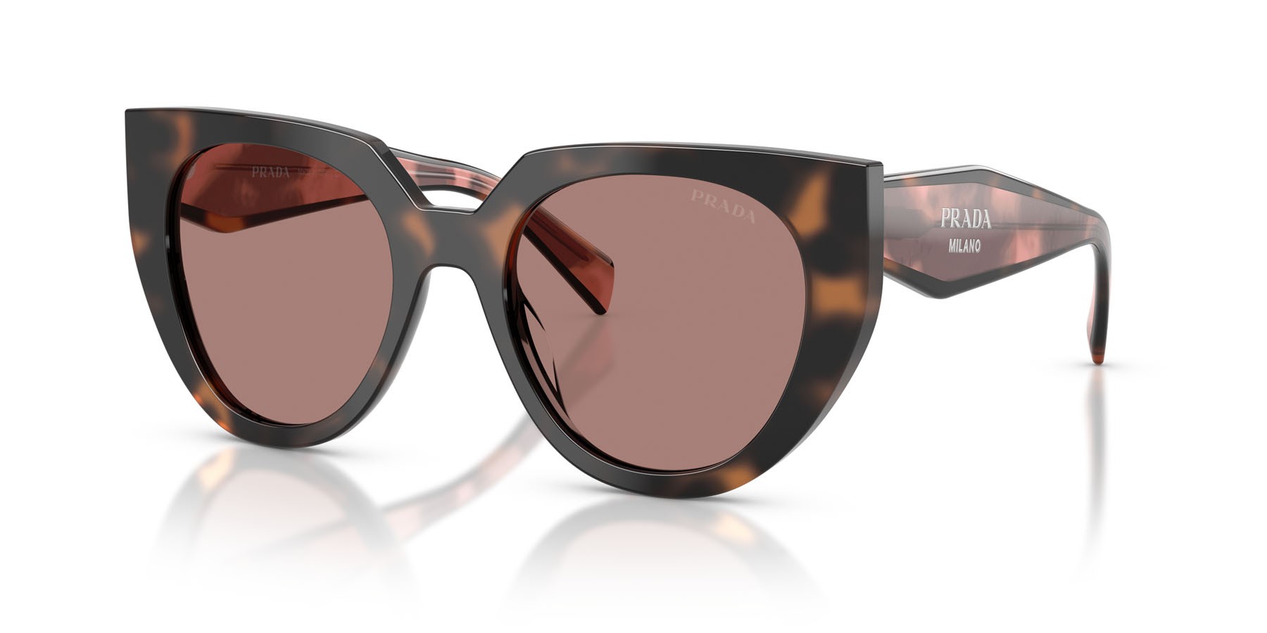 Sunglasses Prada PR 14WS (23A60B) color malva tartarugato shape cat eye lenses marrone chiaro