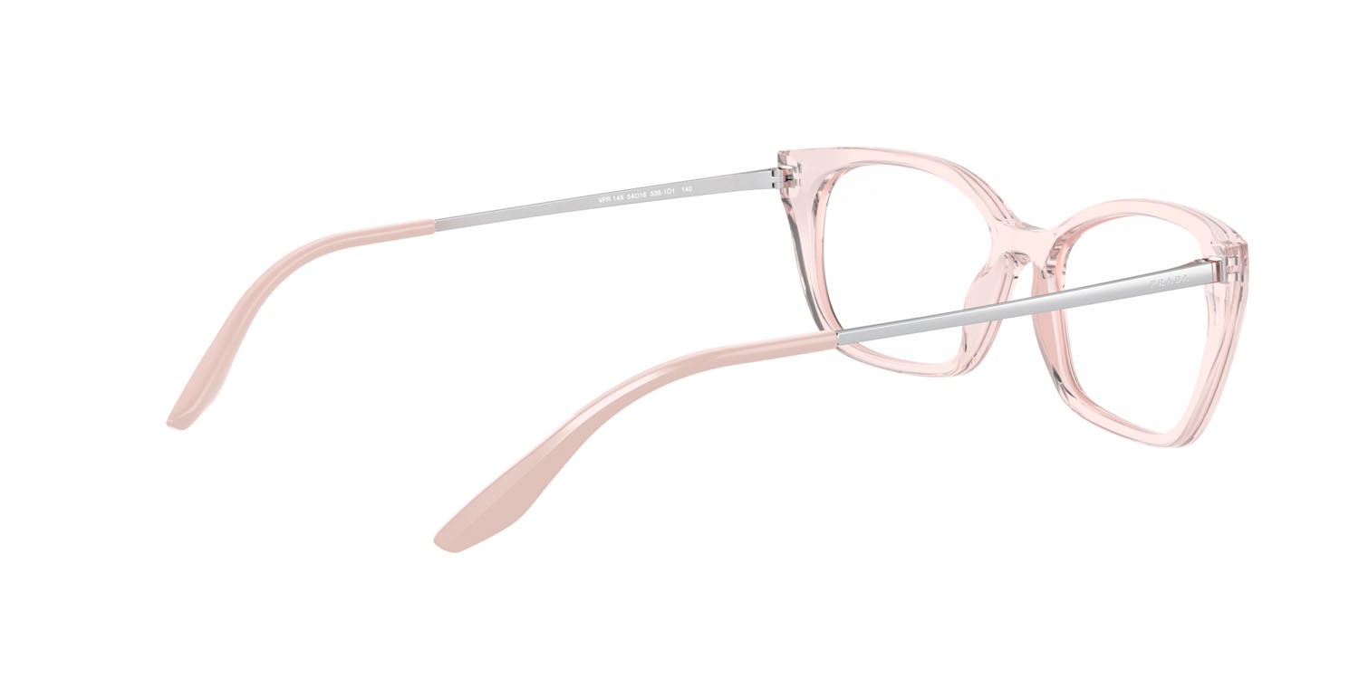 Brillen Prada PR 14XV (5381O1) farbe rosa crystal form cat-eye gläser lente demo