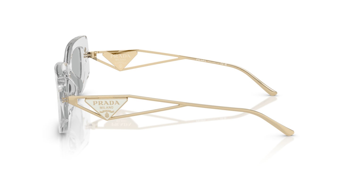 Sunglasses Prada PR 14YS (12R50K) color grigio trasparente shape rectangle lenses grigio chiaro