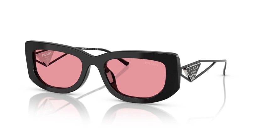 Occhiali da sole Prada PR 14YS (1AB30L) colore nero forma rettangolare lenti rosa