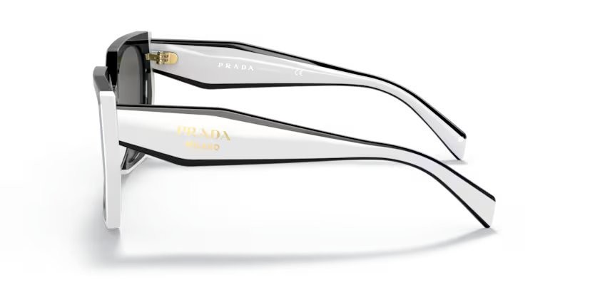Sunglasses Prada PR 15WS (09Q5S0) color black/talc shape rectangle lenses dark grey