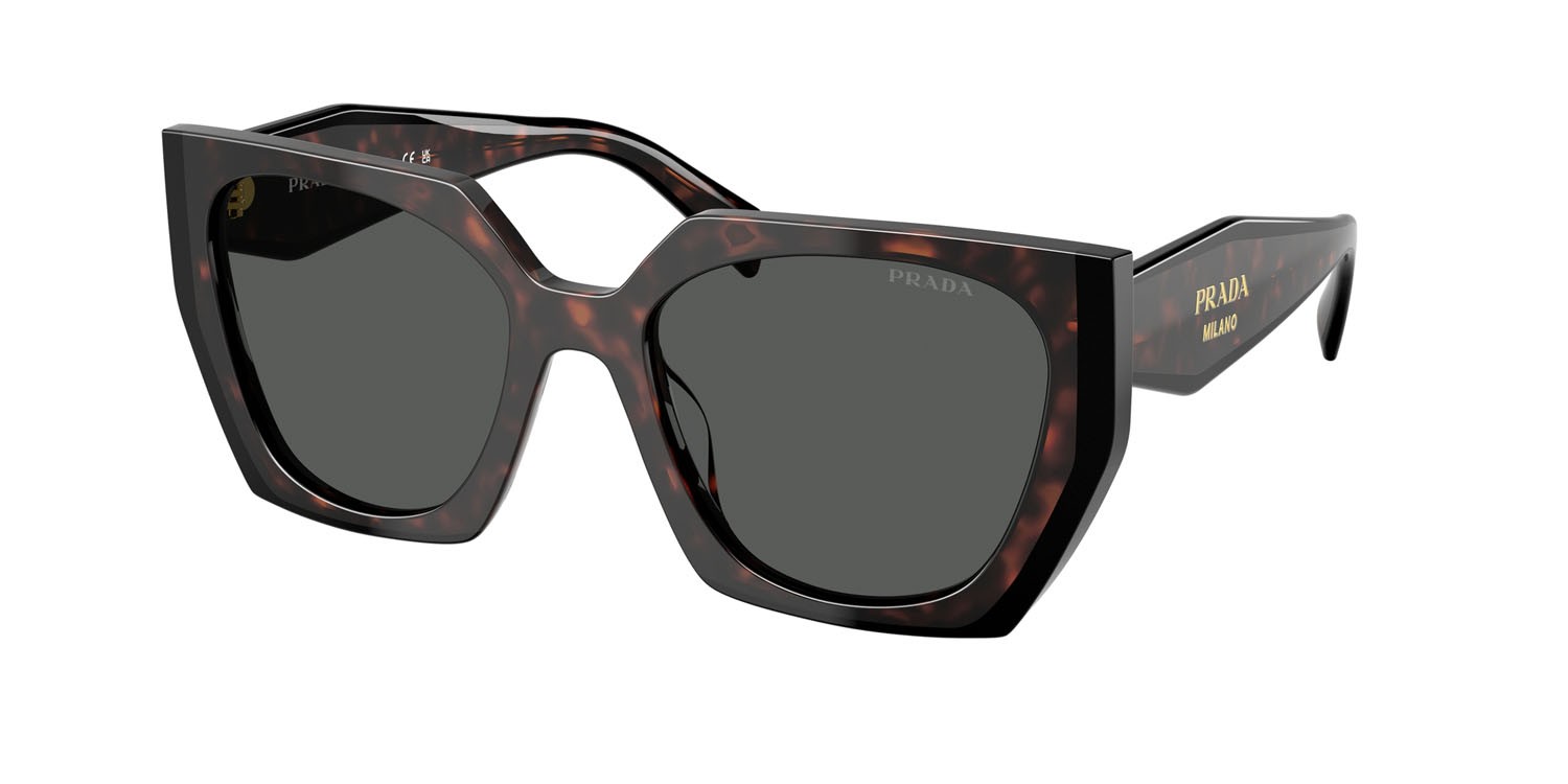 Sunglasses Prada PR 15WS (24B40L) color root/nero shape rectangle lenses grigio scuro
