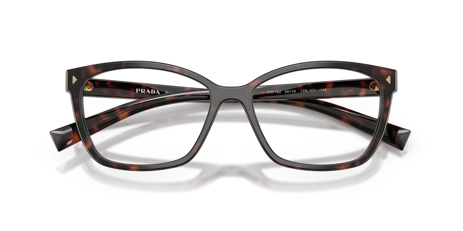 Eyeglasses Prada PR 15ZV (17N1O1) color root tartarugato shape rectangle lenses lente demo