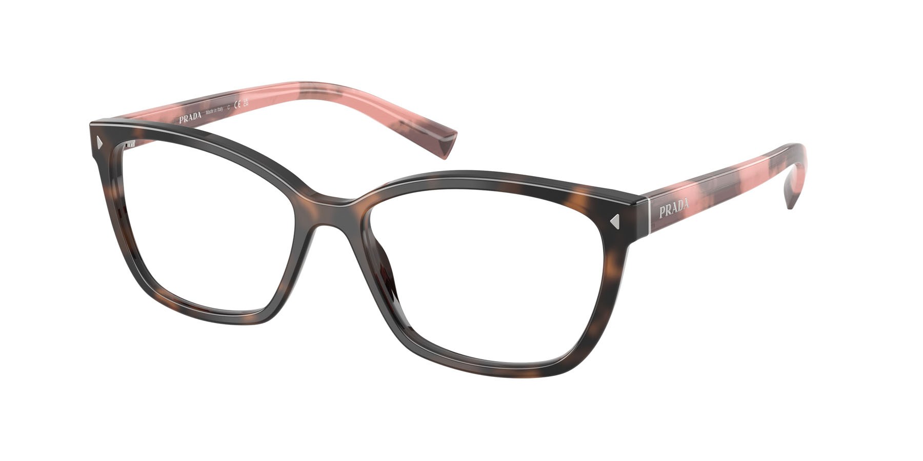 Eyeglasses Prada PR 15ZV (23A1O1) color malva tartarugato shape rectangle lenses lente demo
