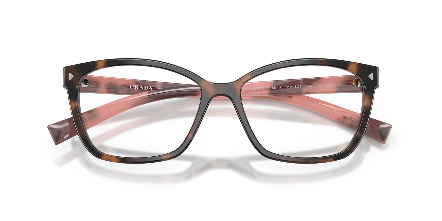 Eyeglasses Prada PR 15ZV (23A1O1) color malva tartarugato shape rectangle lenses lente demo