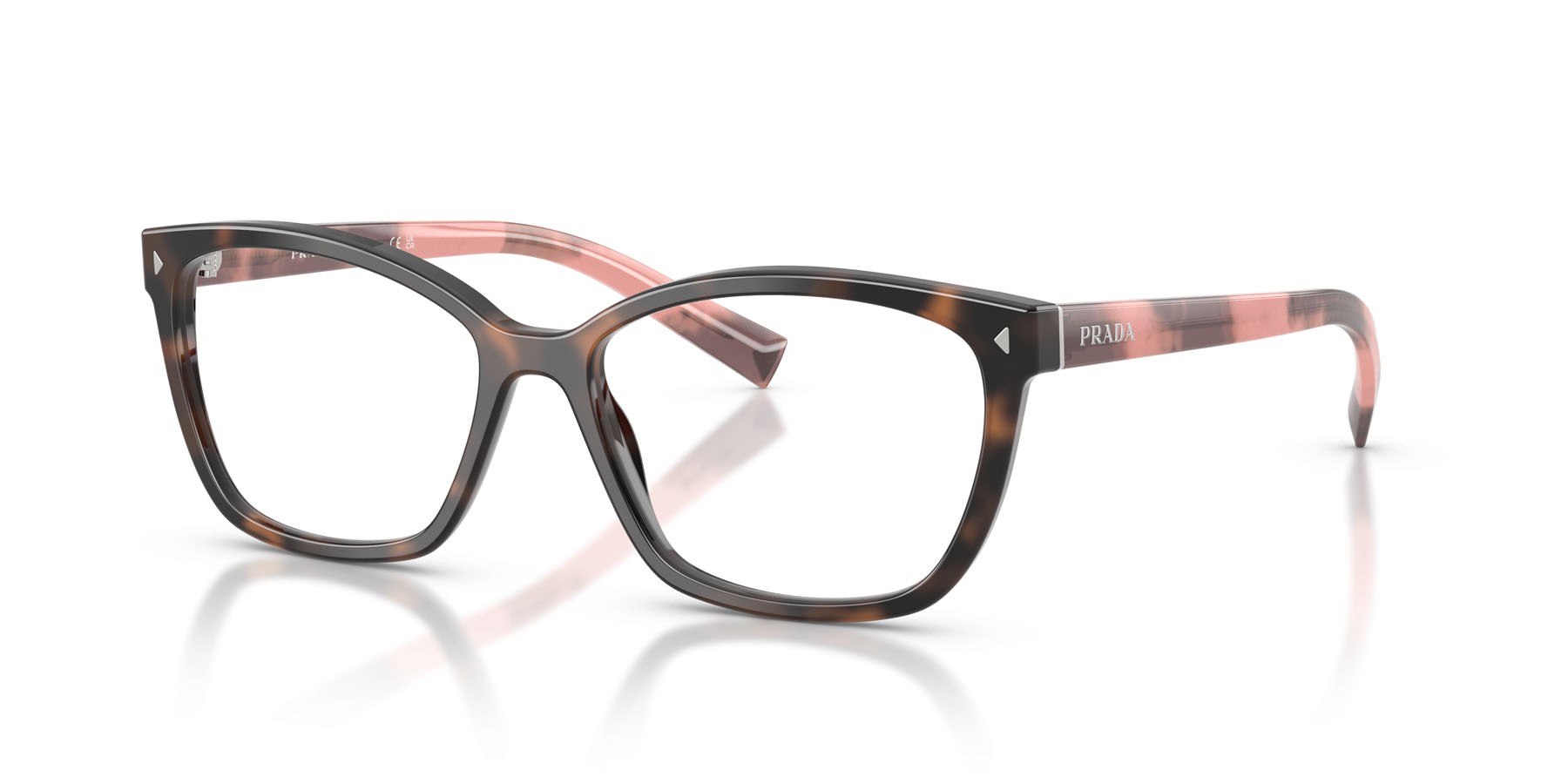 Eyeglasses Prada PR 15ZV (23A1O1) color malva tartarugato shape rectangle lenses lente demo