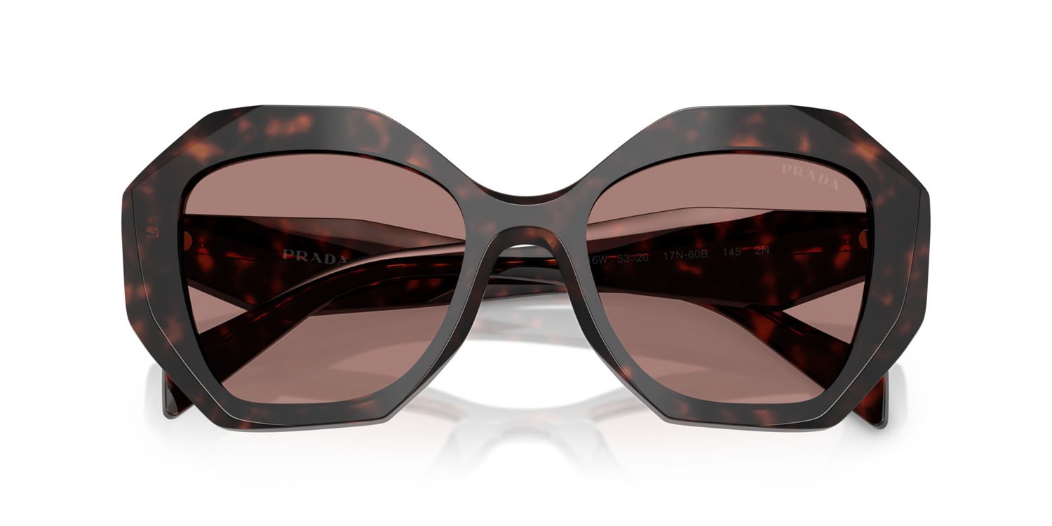 Sunglasses Prada PR 16WS (17N60B) color root tartarugato shape irregular lenses marrone chiaro