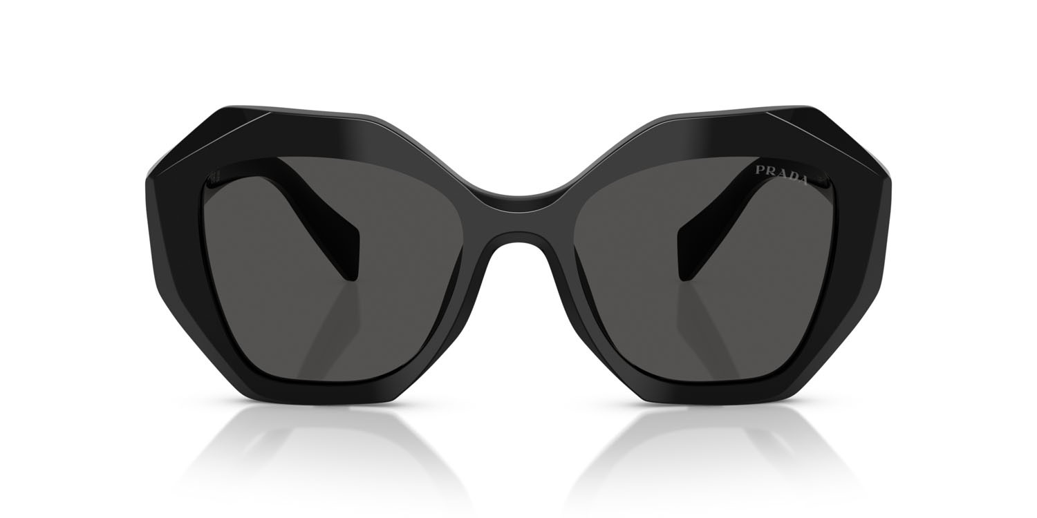Sunglasses Prada PR 16WS (1AB5S0) color nero shape irregular lenses grigio scuro
