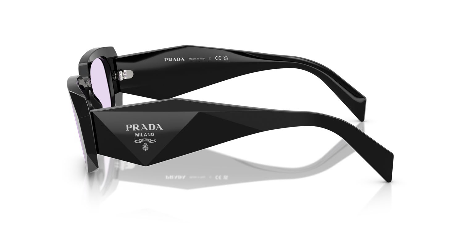 Sunglasses Prada PR 17WS (16K40J) color nero shape rectangle lenses viola