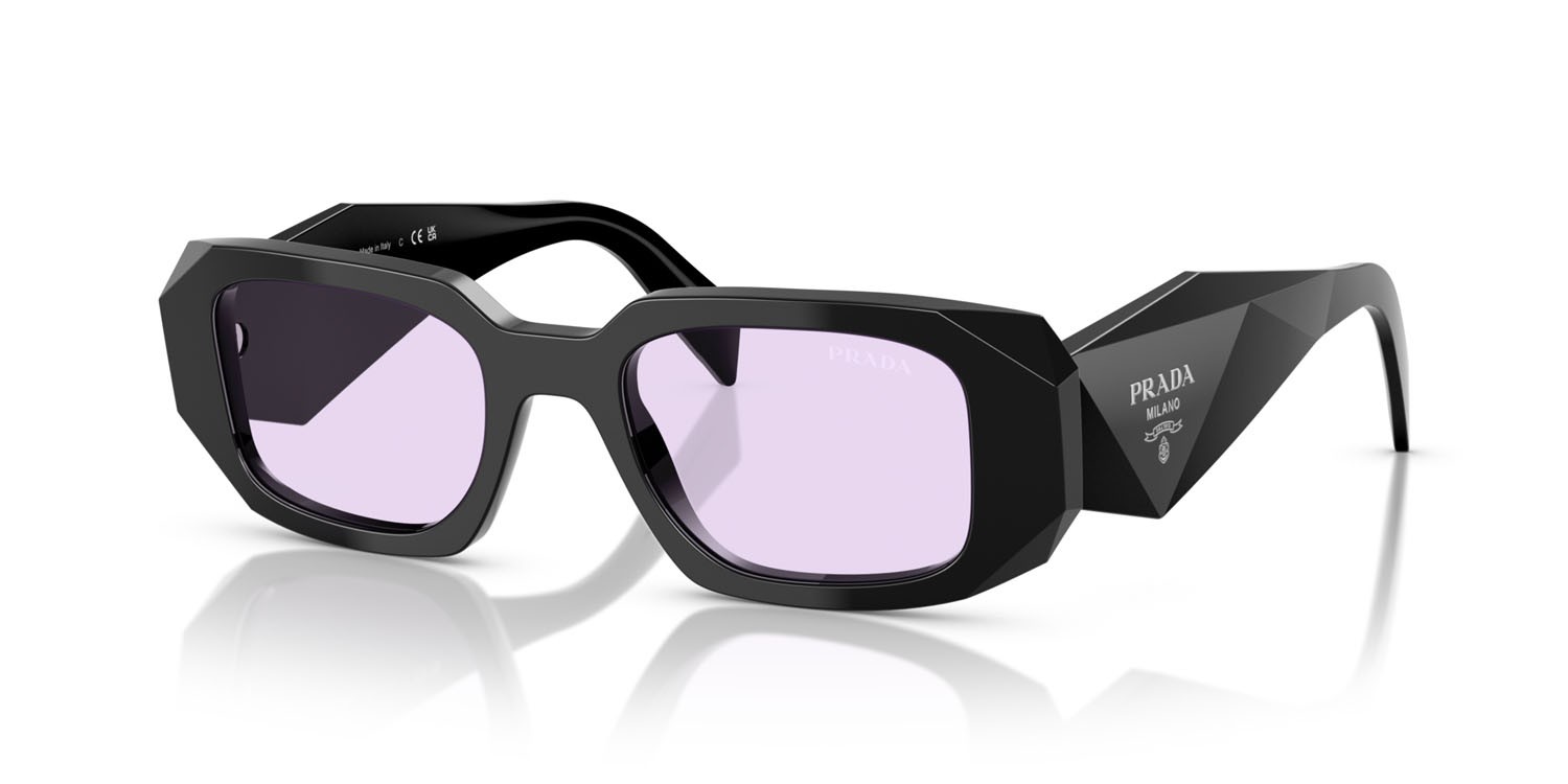 Sunglasses Prada PR 17WS (16K40J) color nero shape rectangle lenses viola