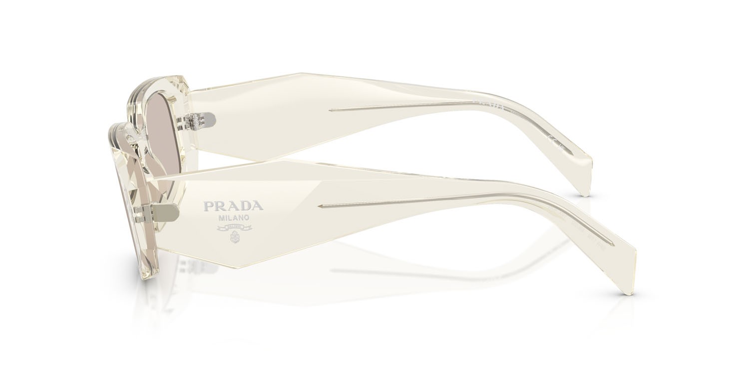 Sunglasses Prada PR 17WS (19X30N) color champagne trasparente shape rectangle lenses platino