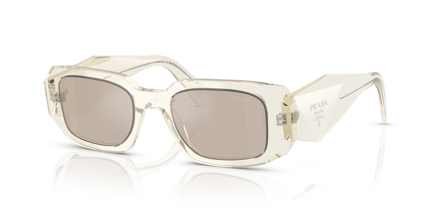 Sunglasses Prada PR 17WS (19X30N) color champagne trasparente shape rectangle lenses platino