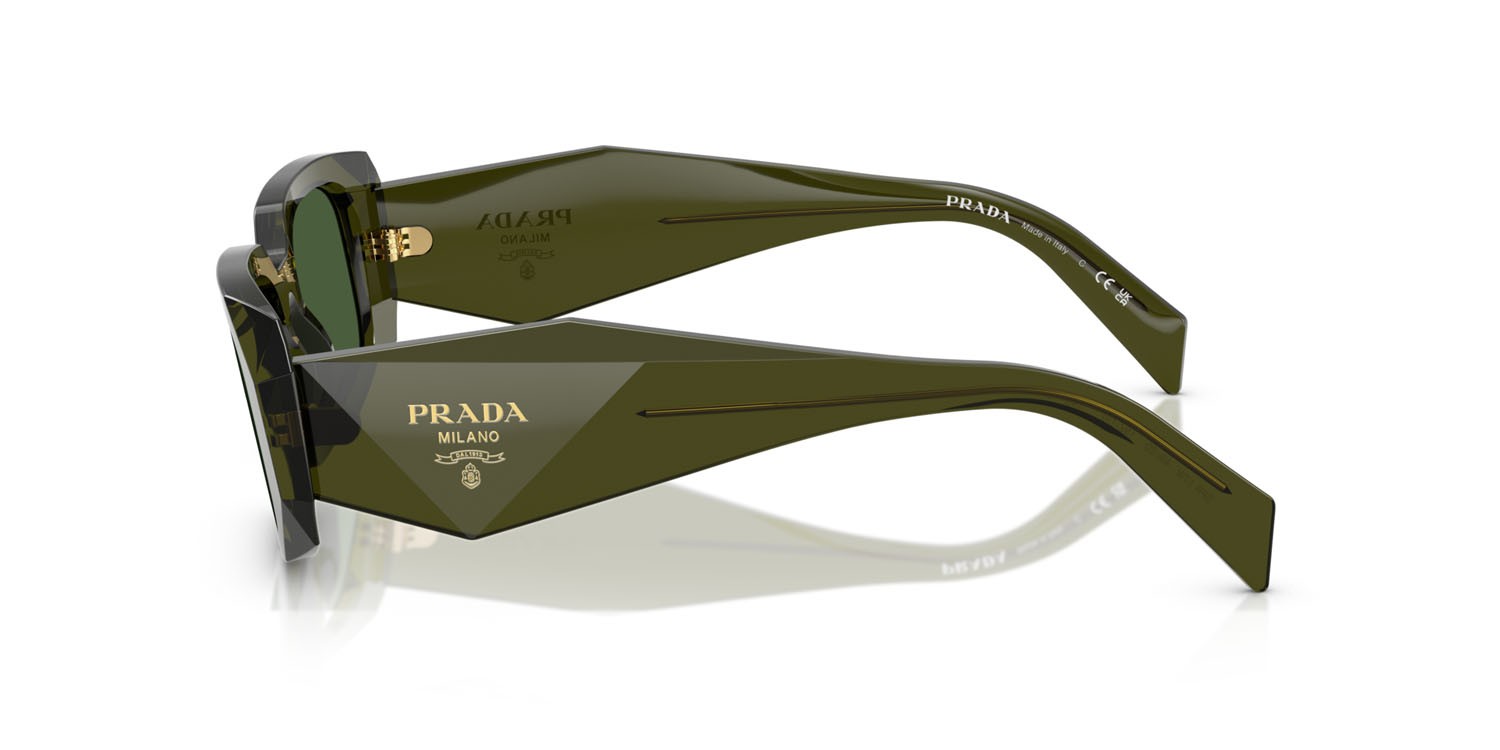 Sunglasses Prada PR 17WS (19Z1I0) color bottiglia trasparente shape rectangle lenses verde scuro