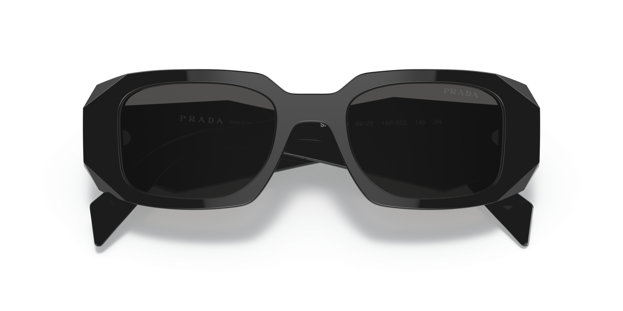 Sunglasses Prada Symbole PR 17WS (1AB5S0) color black shape rectangle lenses dark grey