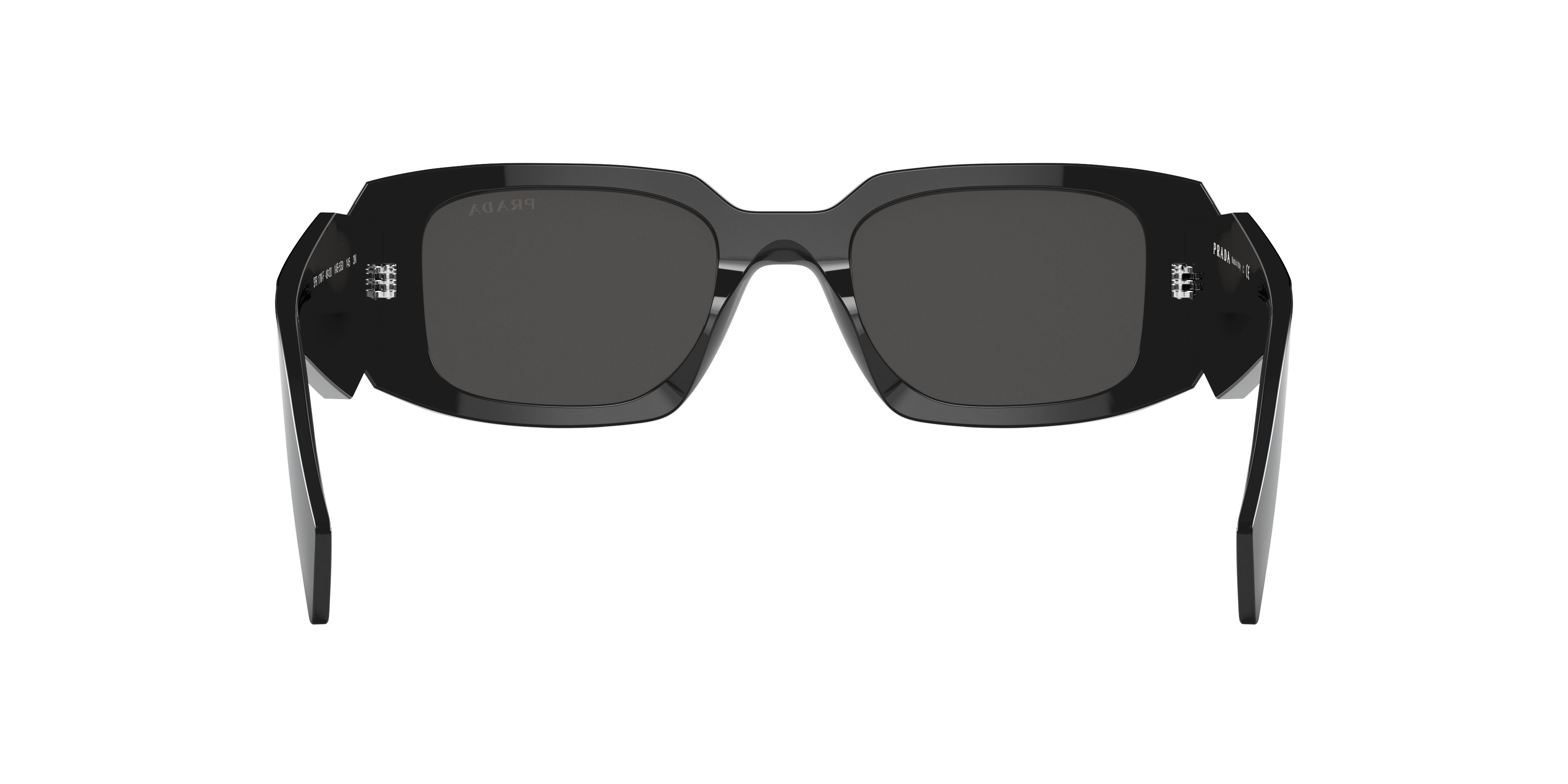 Occhiali da sole Prada PR 17WSF (1AB5S0) colore nero forma rettangolare lenti grigio scuro