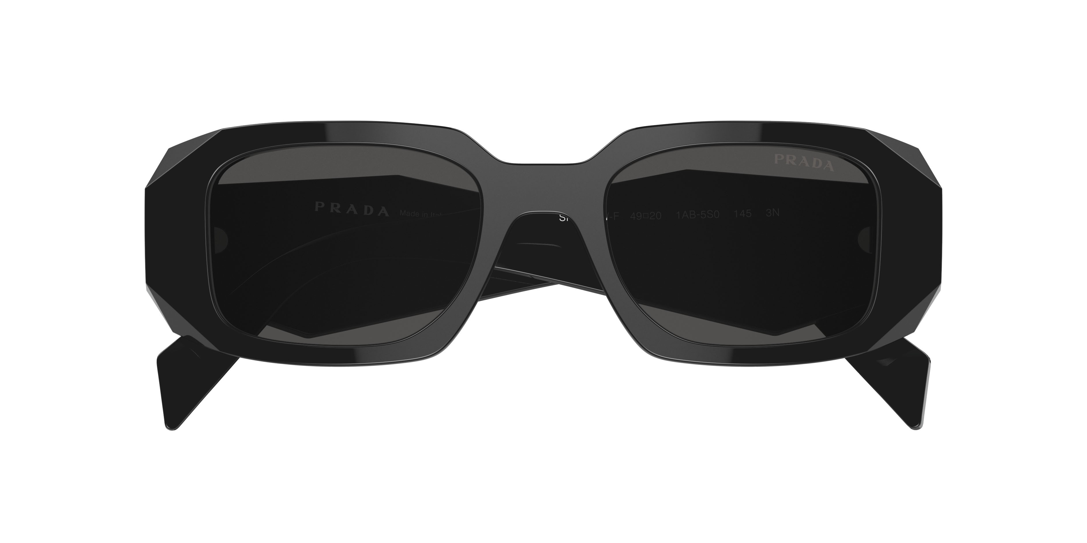 Occhiali da sole Prada PR 17WSF (1AB5S0) colore nero forma rettangolare lenti grigio scuro