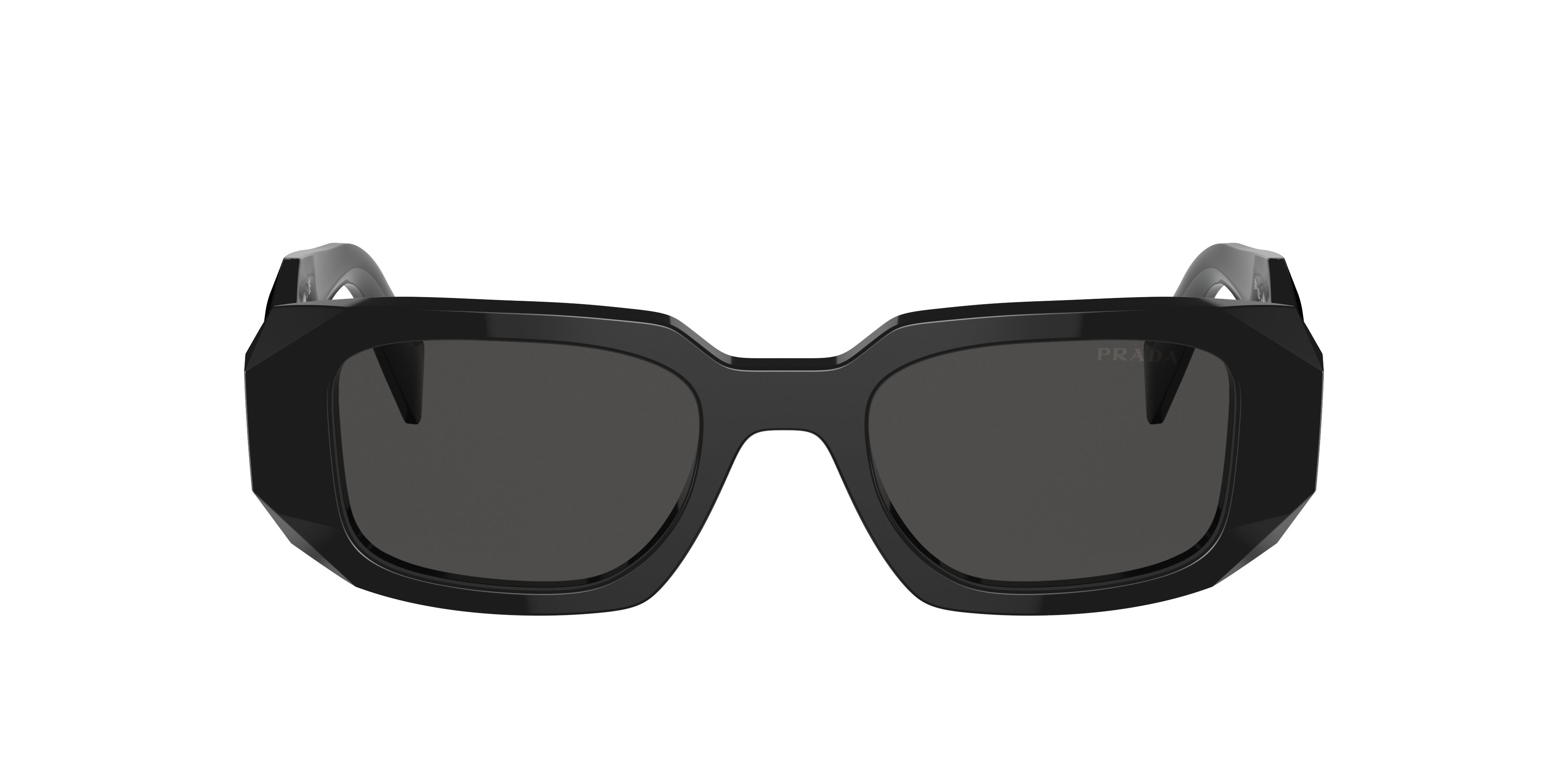 Occhiali da sole Prada PR 17WSF (1AB5S0) colore nero forma rettangolare lenti grigio scuro