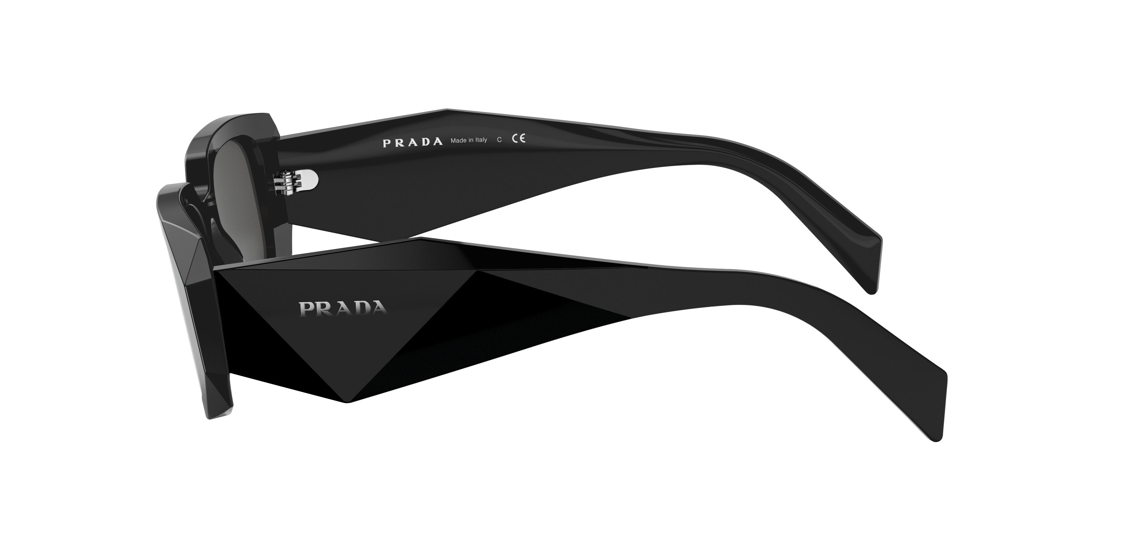 Occhiali da sole Prada PR 17WSF (1AB5S0) colore nero forma rettangolare lenti grigio scuro