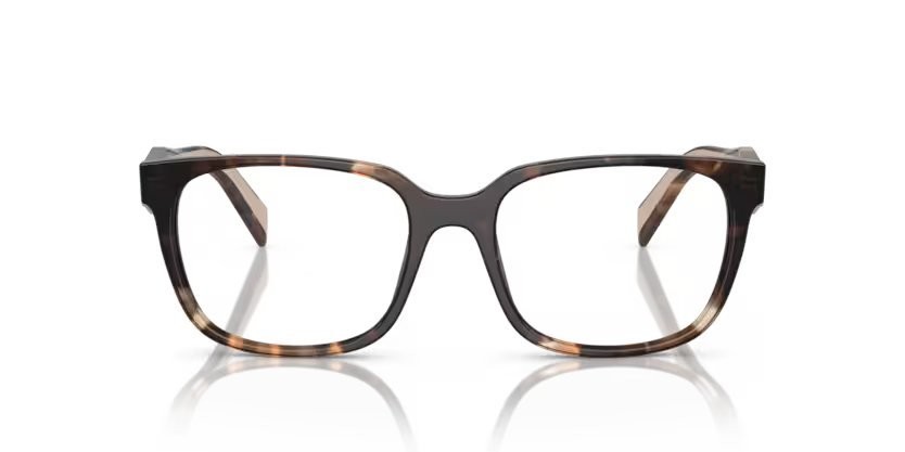 Eyeglasses Prada PR 17ZV (07R1O1) color havana caramello shape rectangle lenses lente demo