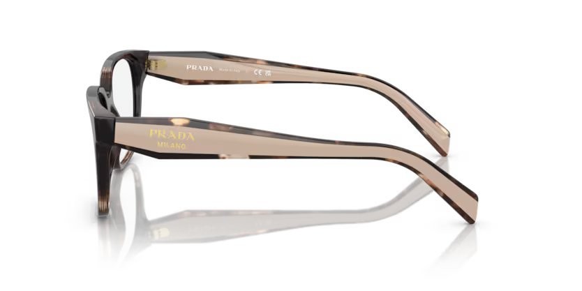 Eyeglasses Prada PR 17ZV (07R1O1) color havana caramello shape rectangle lenses lente demo