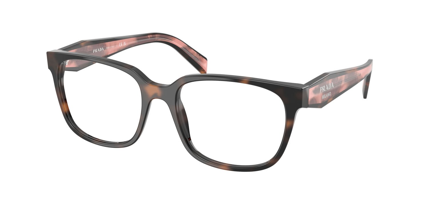 Eyeglasses Prada PR 17ZV (23A1O1) color malva tartarugato shape rectangle lenses lente demo