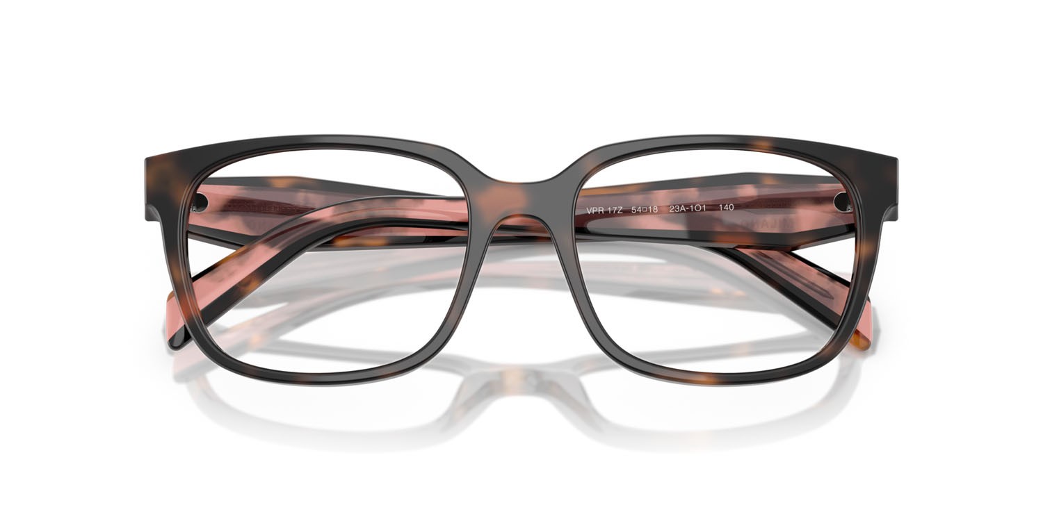 Eyeglasses Prada PR 17ZV (23A1O1) color malva tartarugato shape rectangle lenses lente demo