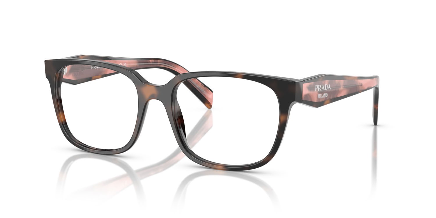 Eyeglasses Prada PR 17ZV (23A1O1) color malva tartarugato shape rectangle lenses lente demo