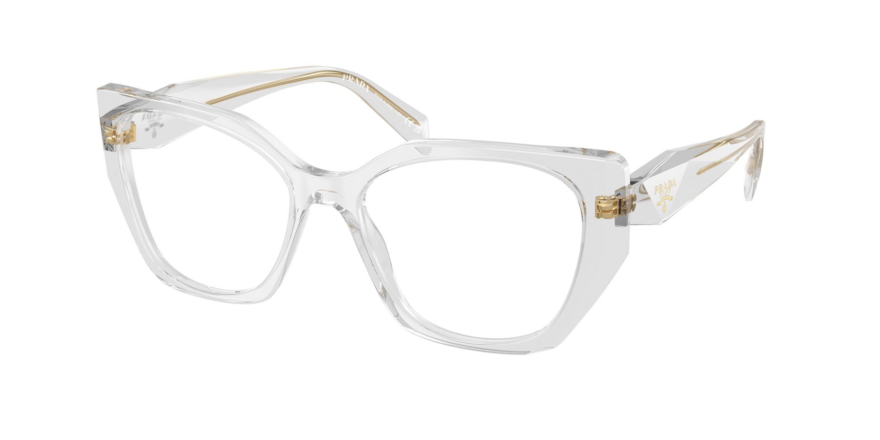 Eyeglasses Prada PR 18WV (12R1O1) color grigio trasparente shape irregular lenses lente demo