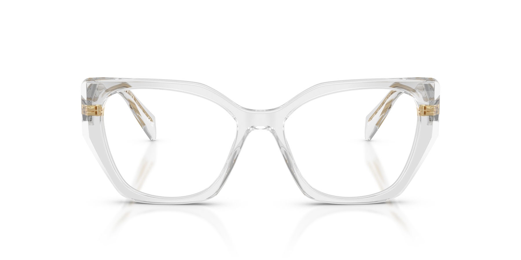Eyeglasses Prada PR 18WV (12R1O1) color grigio trasparente shape irregular lenses lente demo