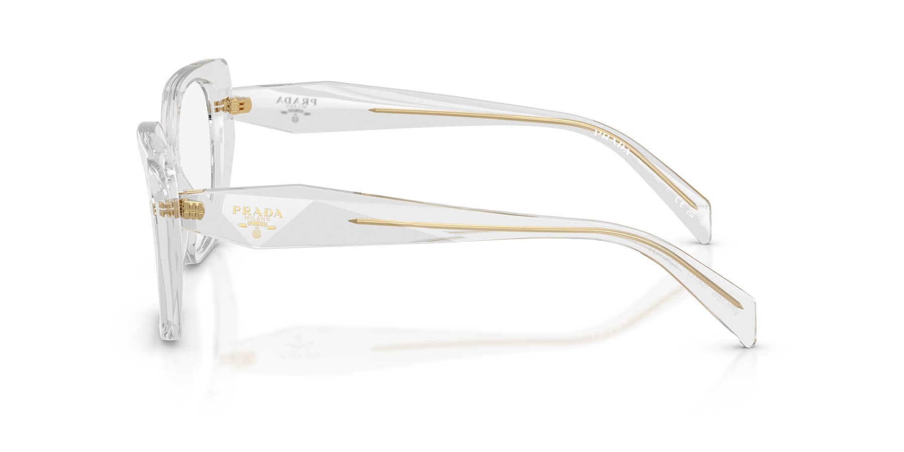 Eyeglasses Prada PR 18WV (12R1O1) color grigio trasparente shape irregular lenses lente demo
