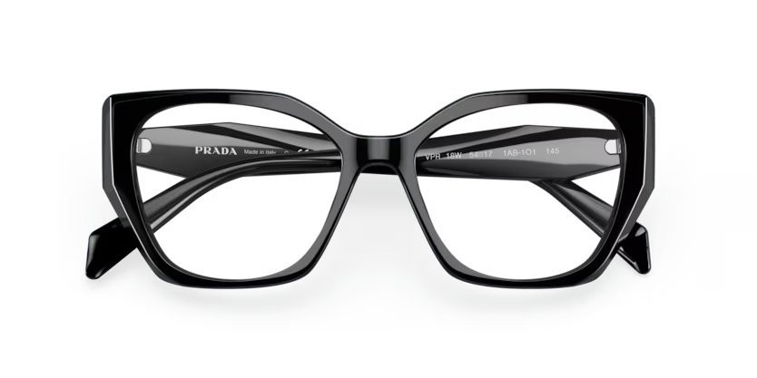 Eyeglasses Prada PR 18WV (1AB1O1) color black shape irregular lenses demo lens