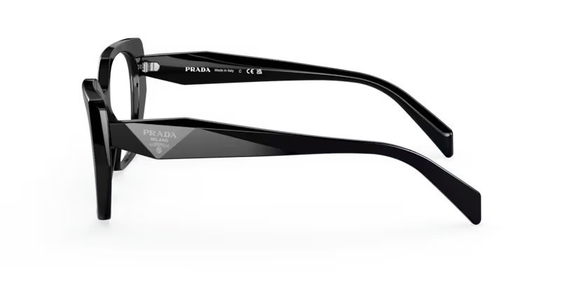 Eyeglasses Prada PR 18WV (1AB1O1) color black shape irregular lenses demo lens
