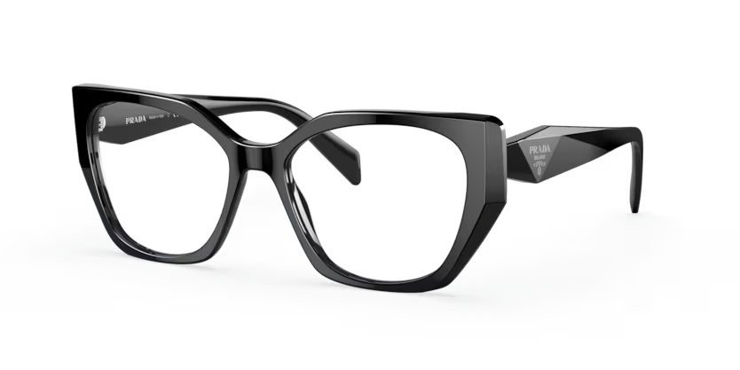Eyeglasses Prada PR 18WV (1AB1O1) color black shape irregular lenses demo lens