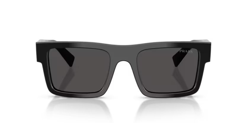 Occhiali da sole Prada PR 19WS (1AB5S0) colore black forma rettangolare lenti dark grey