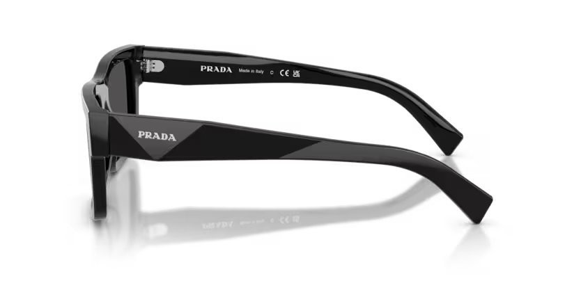 Occhiali da sole Prada PR 19WS (1AB5S0) colore black forma rettangolare lenti dark grey