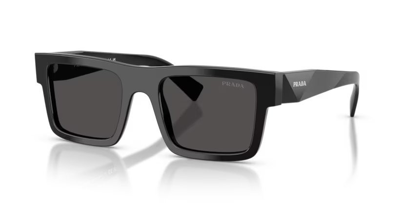 Occhiali da sole Prada PR 19WS (1AB5S0) colore black forma rettangolare lenti dark grey