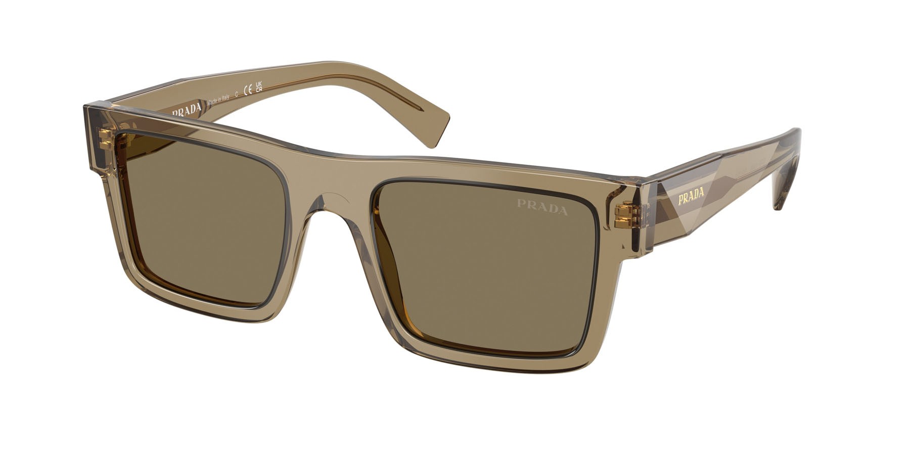 Occhiali da sole Prada PR 19WS (29E90F) colore terra forma rettangolare lenti terra bio