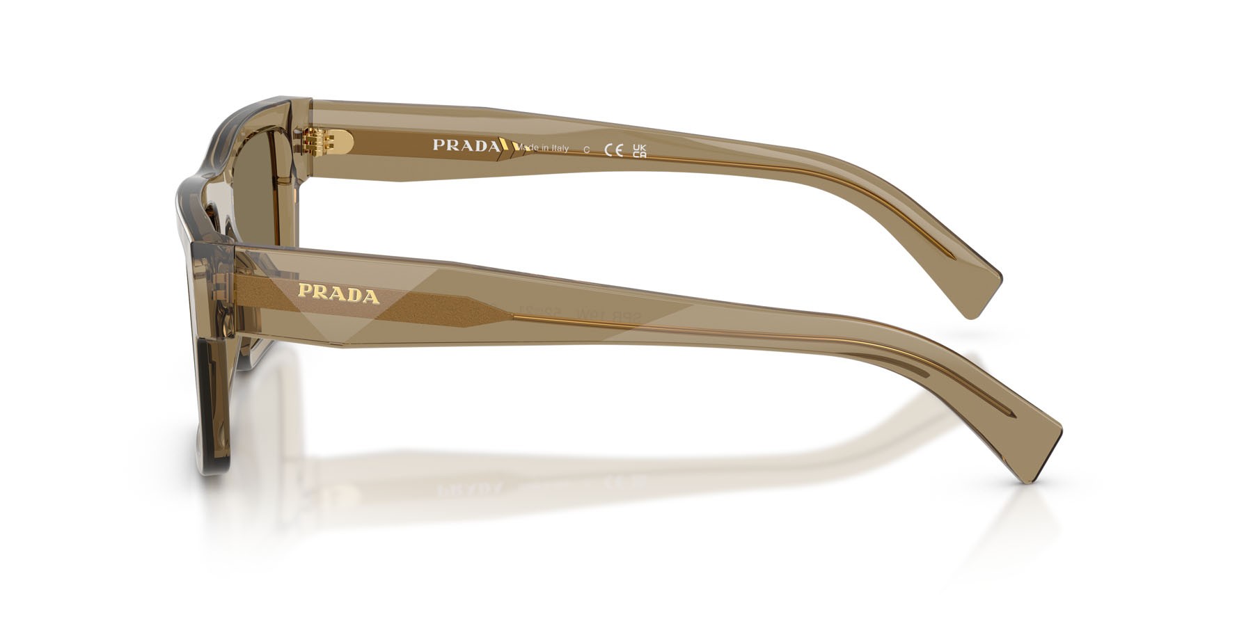 Occhiali da sole Prada PR 19WS (29E90F) colore terra forma rettangolare lenti terra bio