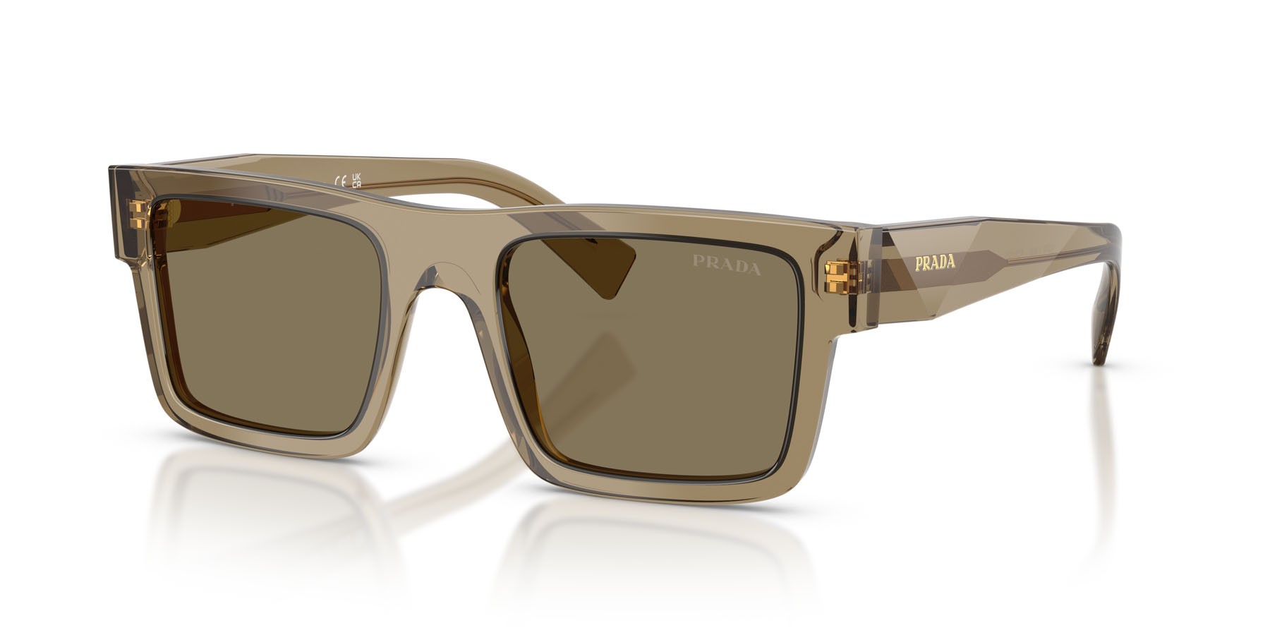 Occhiali da sole Prada PR 19WS (29E90F) colore terra forma rettangolare lenti terra bio