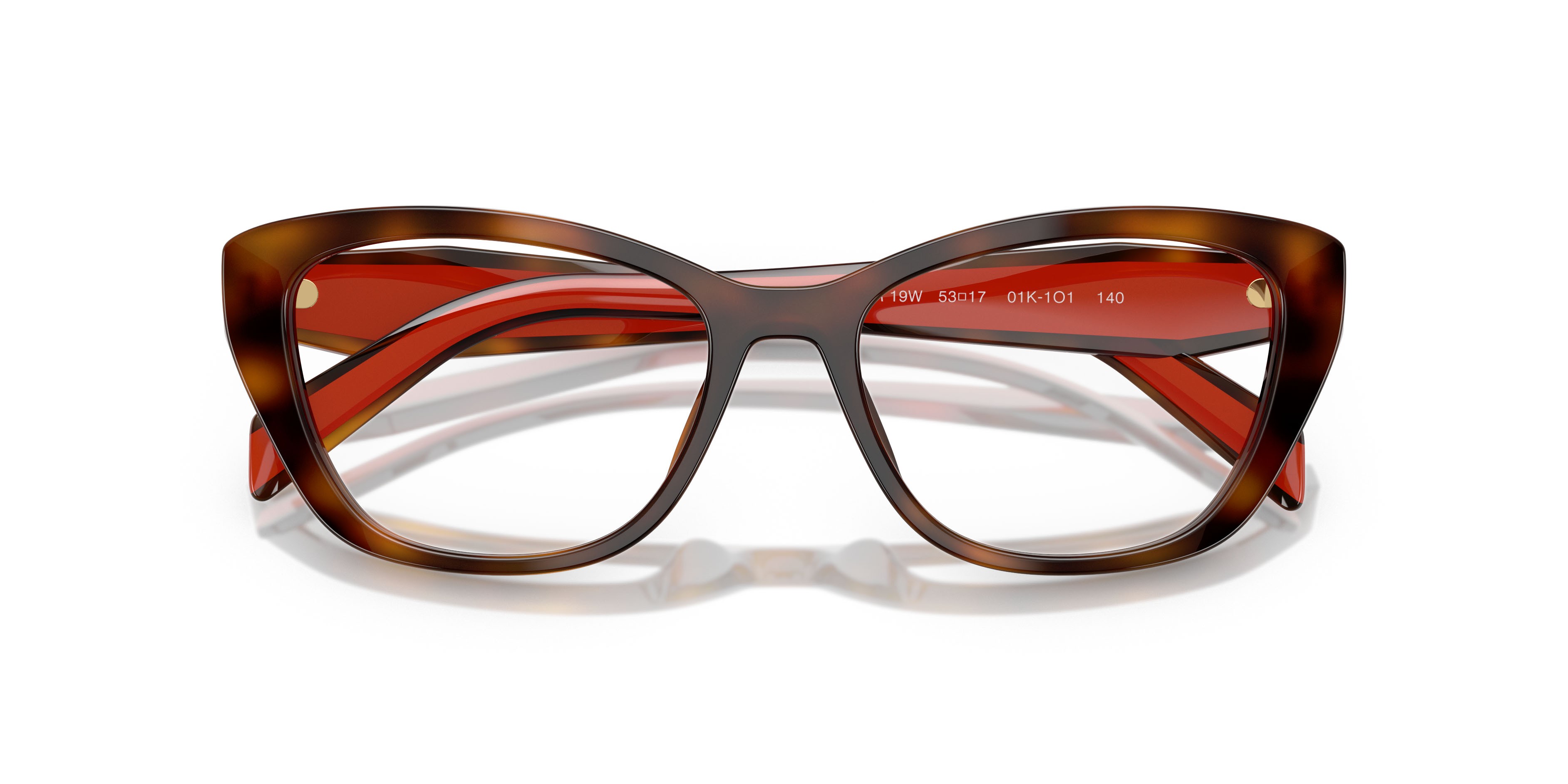 Eyeglasses Prada PR 19WV (01K1O1) color havana juniper shape cat eye lenses lente demo