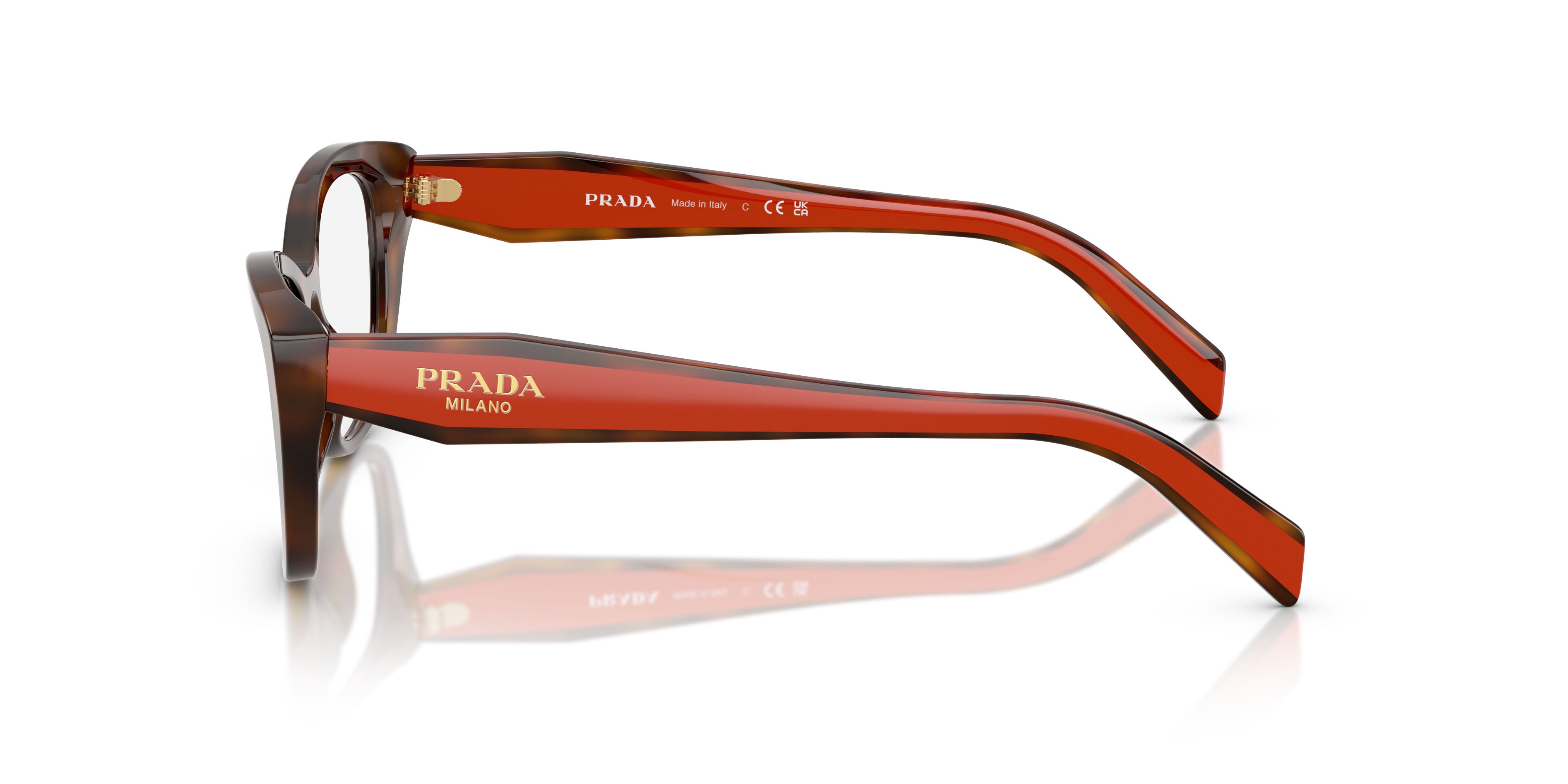 Eyeglasses Prada PR 19WV (01K1O1) color havana juniper shape cat eye lenses lente demo