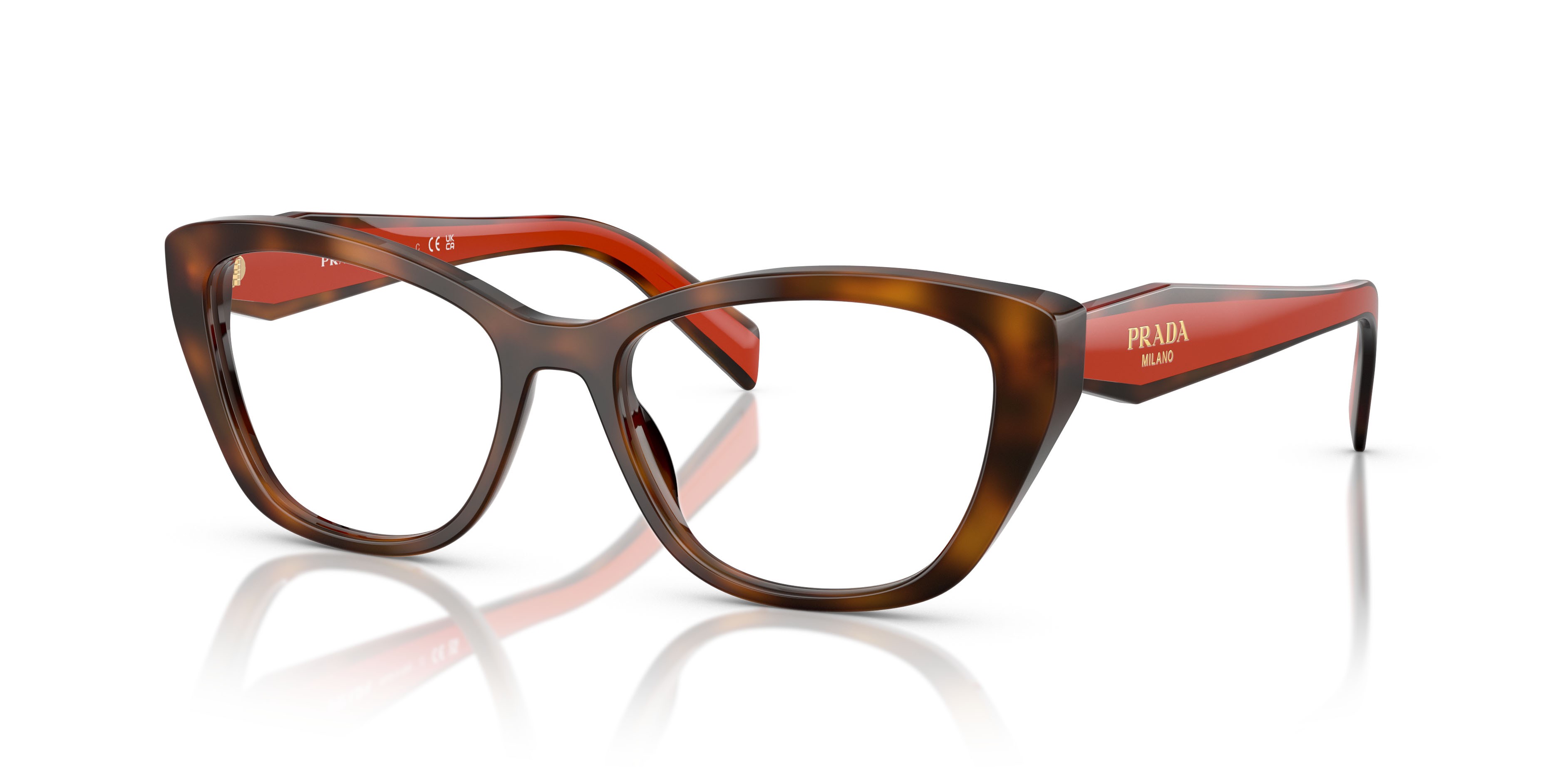 Eyeglasses Prada PR 19WV (01K1O1) color havana juniper shape cat eye lenses lente demo
