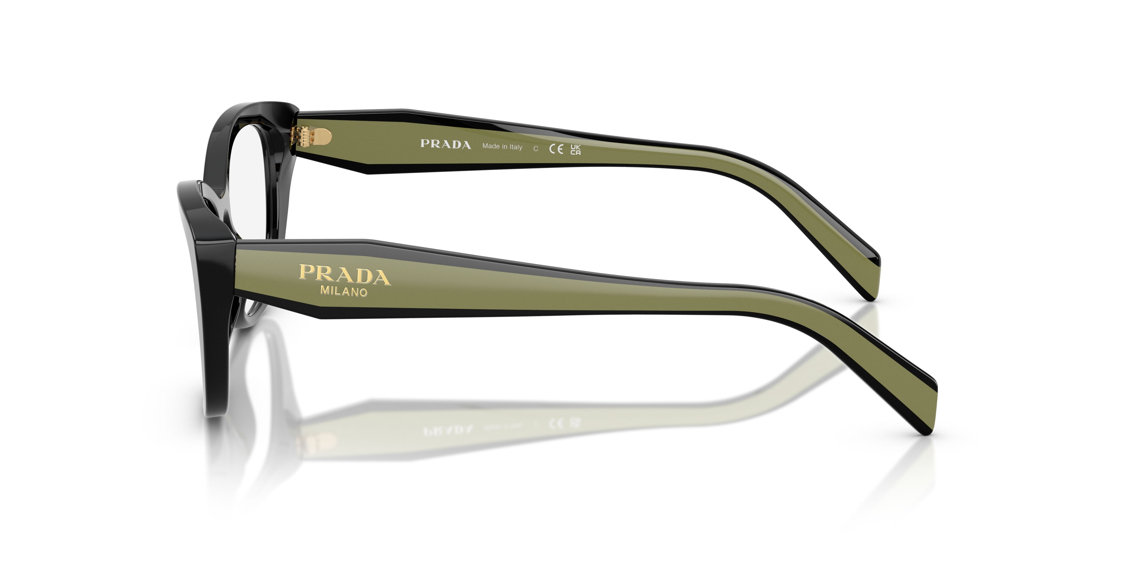 Eyeglasses Prada PR 19WV (03K1O1) color nero shape cat eye lenses lente demo