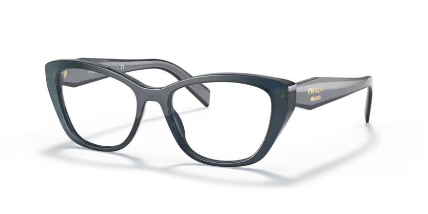 Eyeglasses Prada PR 19WV (07Q1O1) color opal astral shape cat eye lenses demo lens