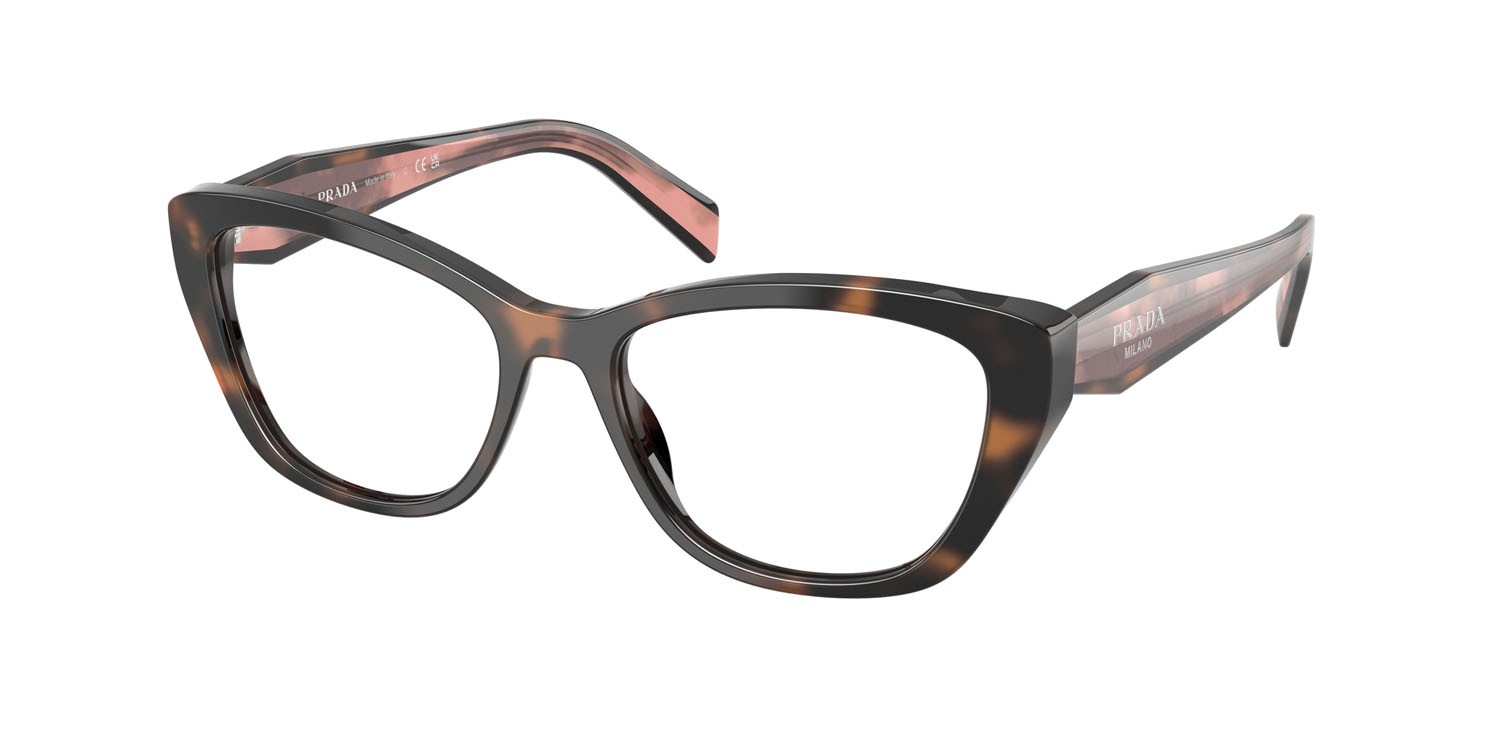 Eyeglasses Prada PR 19WV (23A1O1) color malva tartarugato shape cat eye lenses lente demo