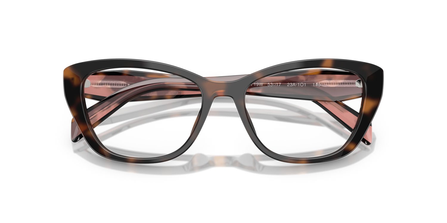 Eyeglasses Prada PR 19WV (23A1O1) color malva tartarugato shape cat eye lenses lente demo