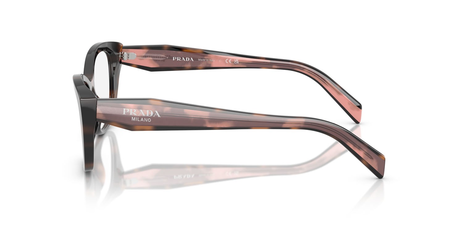 Eyeglasses Prada PR 19WV (23A1O1) color malva tartarugato shape cat eye lenses lente demo