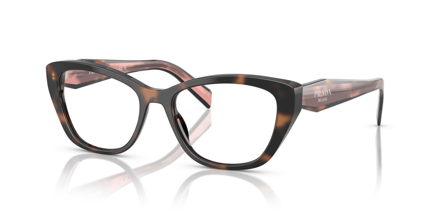 Eyeglasses Prada PR 19WV (23A1O1) color malva tartarugato shape cat eye lenses lente demo
